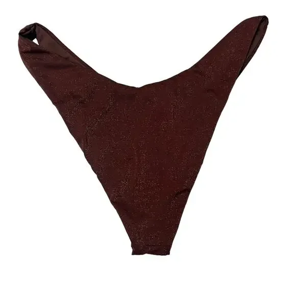 L*SPACE Shimmer Cabana Bikini Bottom Bitsy Cut Cafe Stretch Seamless XL NEW - Picture 4 of 6